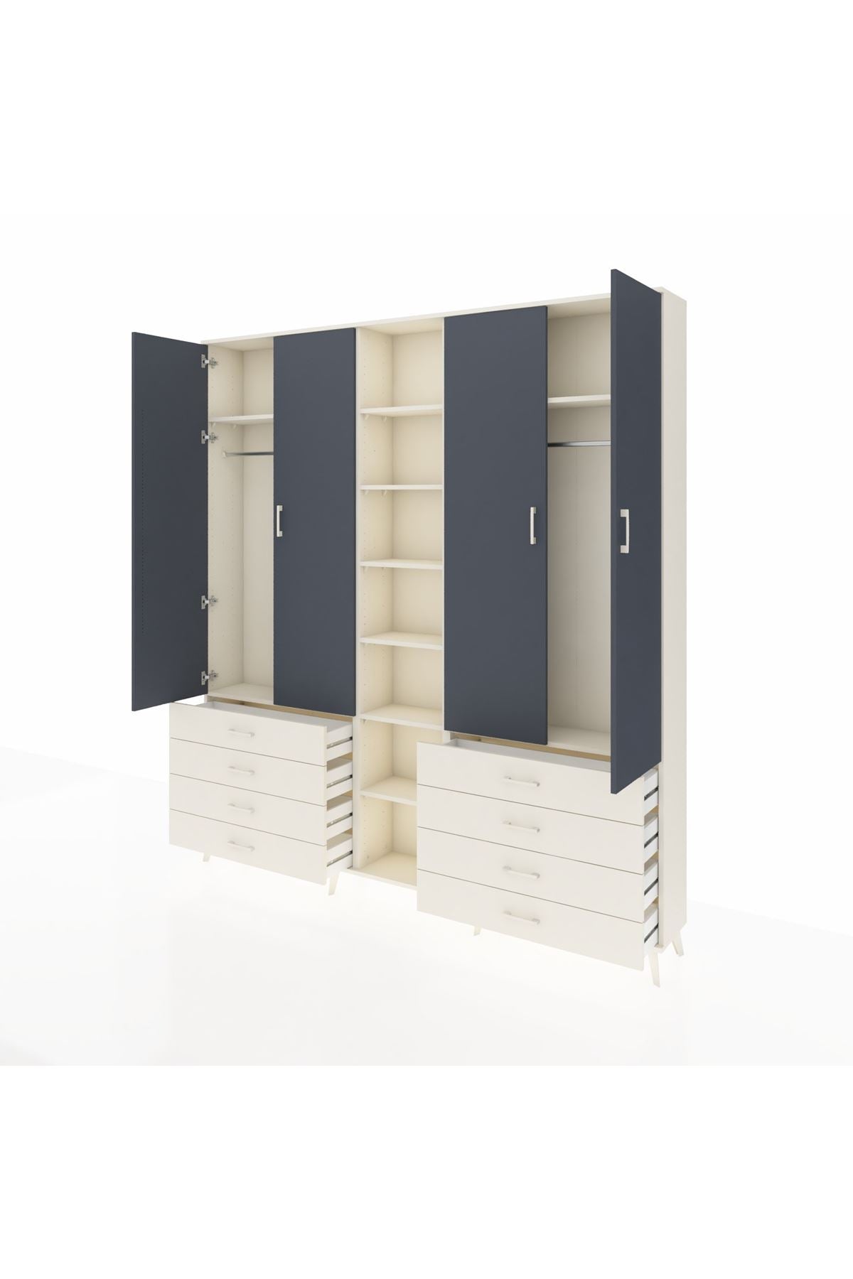 Arges Dolap 10 Raflı 8 Çekmeceli 2 Askılı 220x30x243 Aytaşı-Antrasit/Aytaşı