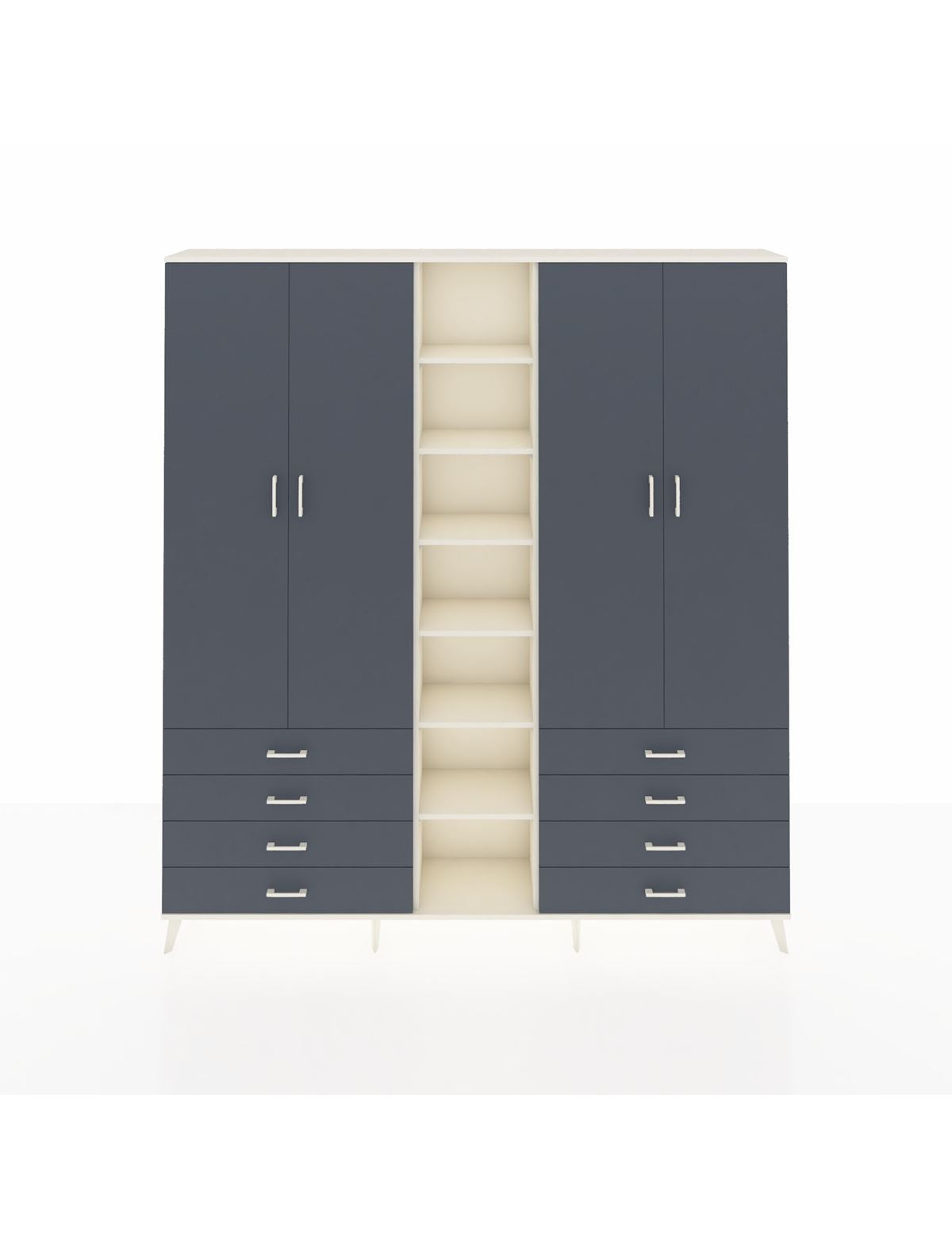 Arges Gardrop 10 Raflı 8 Çekmeceli 2 Askılı 220x30x243 Aytaşı-Antrasit