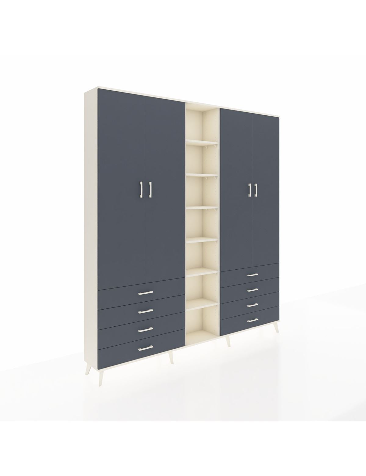 Arges Gardrop 10 Raflı 8 Çekmeceli 2 Askılı 220x30x243 Aytaşı-Antrasit