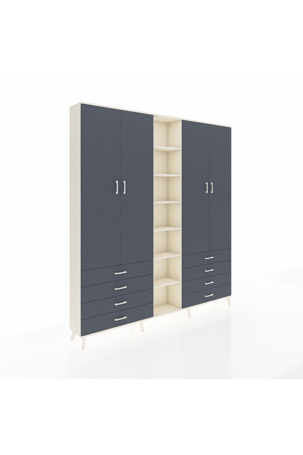 Arges Gardrop 10 Raflı 8 Çekmeceli 2 Askılı 220x30x243 Aytaşı-Antrasit