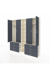 Arges Gardrop 10 Raflı 8 Çekmeceli 2 Askılı 220x30x243 Aytaşı-Antrasit