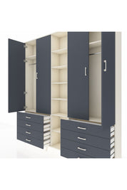 Arges Gardrop 10 Raflı 8 Çekmeceli 2 Askılı 220x30x243 Aytaşı-Antrasit