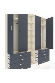 Arges Gardrop 10 Raflı 8 Çekmeceli 2 Askılı 220x30x243 Aytaşı-Antrasit