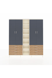 Arges Dolap 10 Raflı 8 Çekmeceli 2 Askılı 220x30x243 Aytaşı-Antrasit/Çam