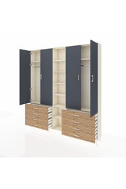 Arges Dolap 10 Raflı 8 Çekmeceli 2 Askılı 220x30x243 Aytaşı-Antrasit/Çam