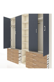 Arges Dolap 10 Raflı 8 Çekmeceli 2 Askılı 220x30x243 Aytaşı-Antrasit/Çam