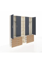 Arges Dolap 10 Raflı 8 Çekmeceli 2 Askılı 220x30x243 Aytaşı-Antrasit/Çam