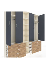 Arges Dolap 10 Raflı 8 Çekmeceli 2 Askılı 220x30x243 Aytaşı-Antrasit/Çam