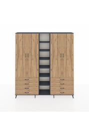 Arges Gardrop 10 Raflı 8 Çekmeceli 2 Askılı 220x30x243 Antrasit-Çam