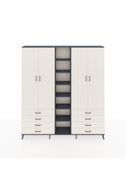 Arges Gardrop 10 Raflı 8 Çekmeceli 2 Askılı 220x30x243 Antrasit-Aytaşı