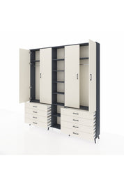 Arges Gardrop 10 Raflı 8 Çekmeceli 2 Askılı 220x30x243 Antrasit-Aytaşı