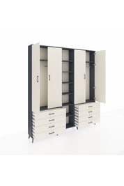 Arges Gardrop 10 Raflı 8 Çekmeceli 2 Askılı 220x30x243 Antrasit-Aytaşı