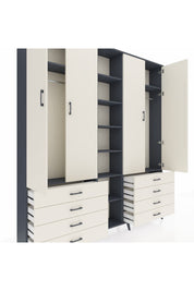 Arges Gardrop 10 Raflı 8 Çekmeceli 2 Askılı 220x30x243 Antrasit-Aytaşı