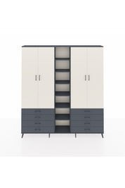 Arges Dolap 10 Raflı 8 Çekmeceli 2 Askılı 220x30x243 Antrasit-Aytaşı/Antrasit