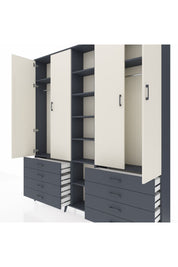 Arges Dolap 10 Raflı 8 Çekmeceli 2 Askılı 220x30x243 Antrasit-Aytaşı/Antrasit