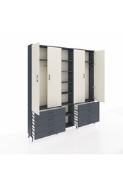 Arges Dolap 10 Raflı 8 Çekmeceli 2 Askılı 220x30x243 Antrasit-Aytaşı/Antrasit