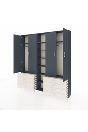 Arges Dolap 10 Raflı 8 Çekmeceli 2 Askılı 220x30x243 Antrasit-Antrasit/Aytaşı