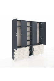 Arges Dolap 10 Raflı 8 Çekmeceli 2 Askılı 220x30x243 Antrasit-Antrasit/Aytaşı