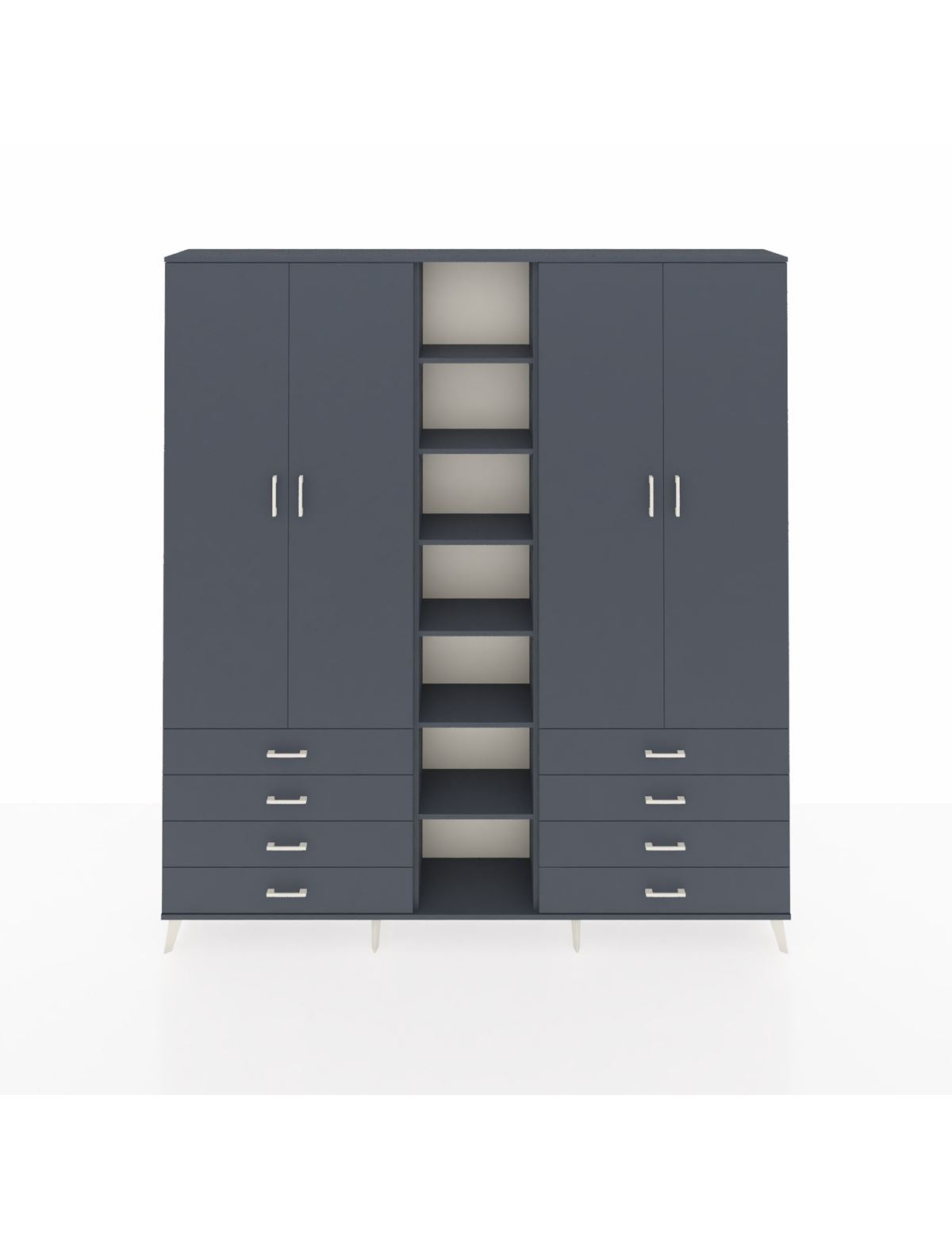 Arges Gardrop 10 Raflı 8 Çekmeceli 2 Askılı 220x30x243 Antrasit-Antrasit