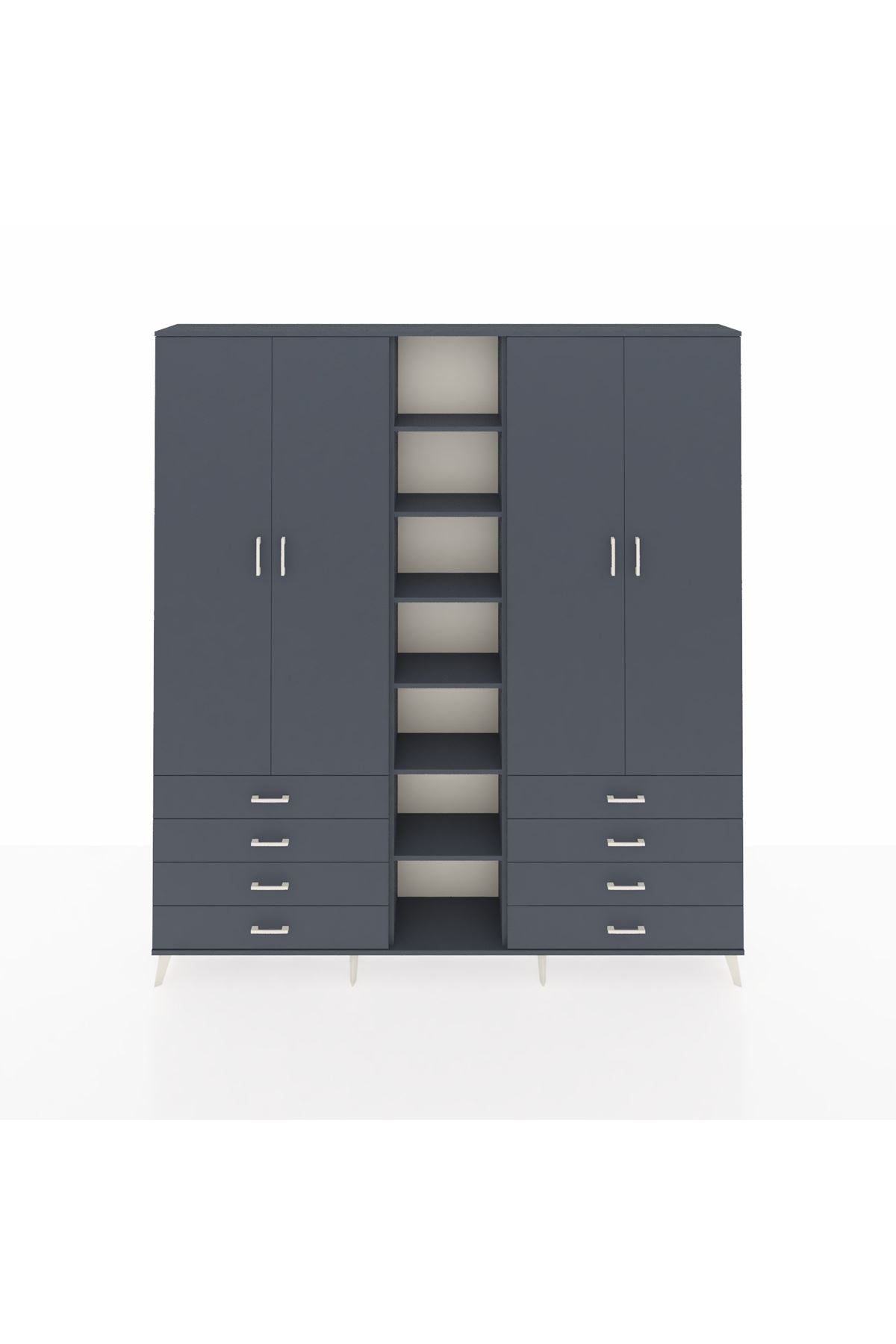 Arges Gardrop 10 Raflı 8 Çekmeceli 2 Askılı 220x30x243 Antrasit-Antrasit