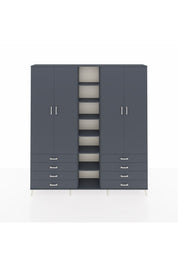 Arges Gardrop 10 Raflı 8 Çekmeceli 2 Askılı 220x30x243 Antrasit-Antrasit