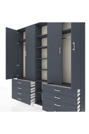 Arges Gardrop 10 Raflı 8 Çekmeceli 2 Askılı 220x30x243 Antrasit-Antrasit