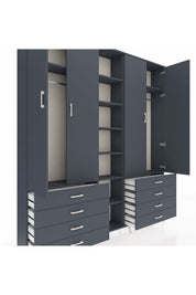 Arges Gardrop 10 Raflı 8 Çekmeceli 2 Askılı 220x30x243 Antrasit-Antrasit