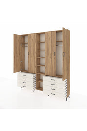 Arges Dolap 10 Raflı 8 Çekmeceli 2 Askılı 220x30x243 Çam-Çam/Aytaşı