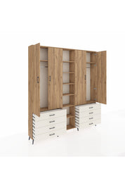 Arges Dolap 10 Raflı 8 Çekmeceli 2 Askılı 220x30x243 Çam-Çam/Aytaşı