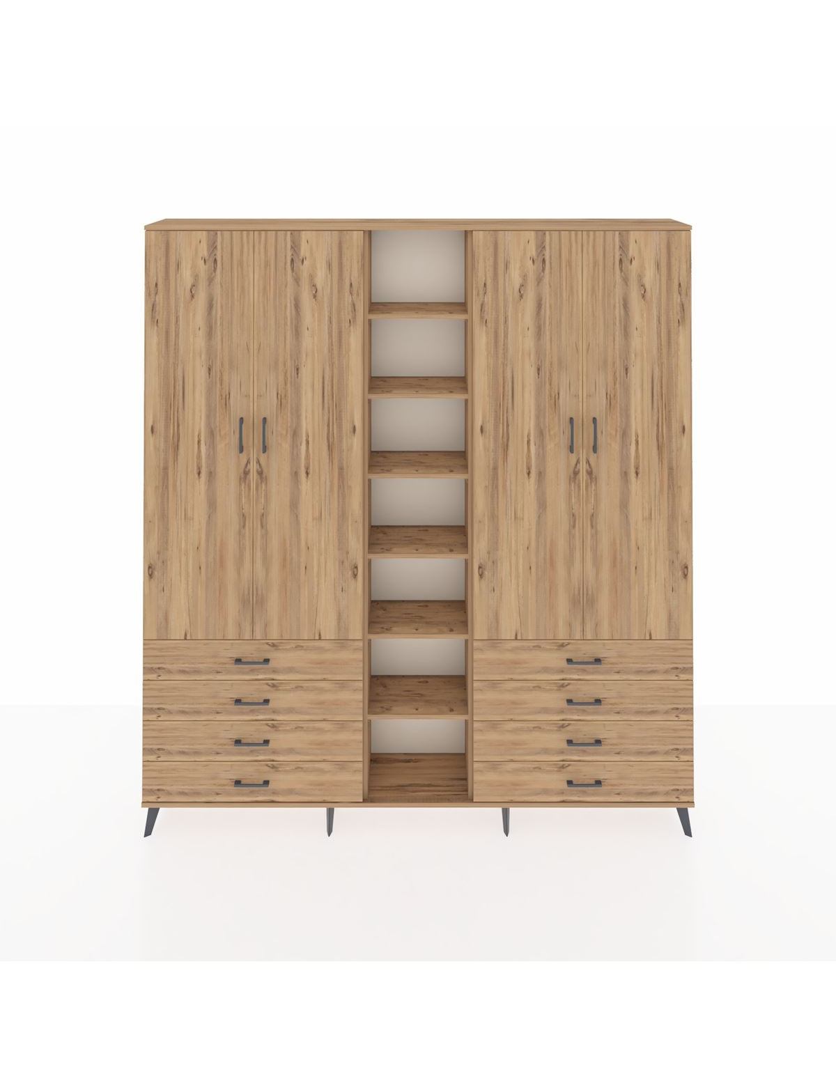 Arges Gardrop 10 Raflı 8 Çekmeceli 2 Askılı 220x30x243 Çam-Çam