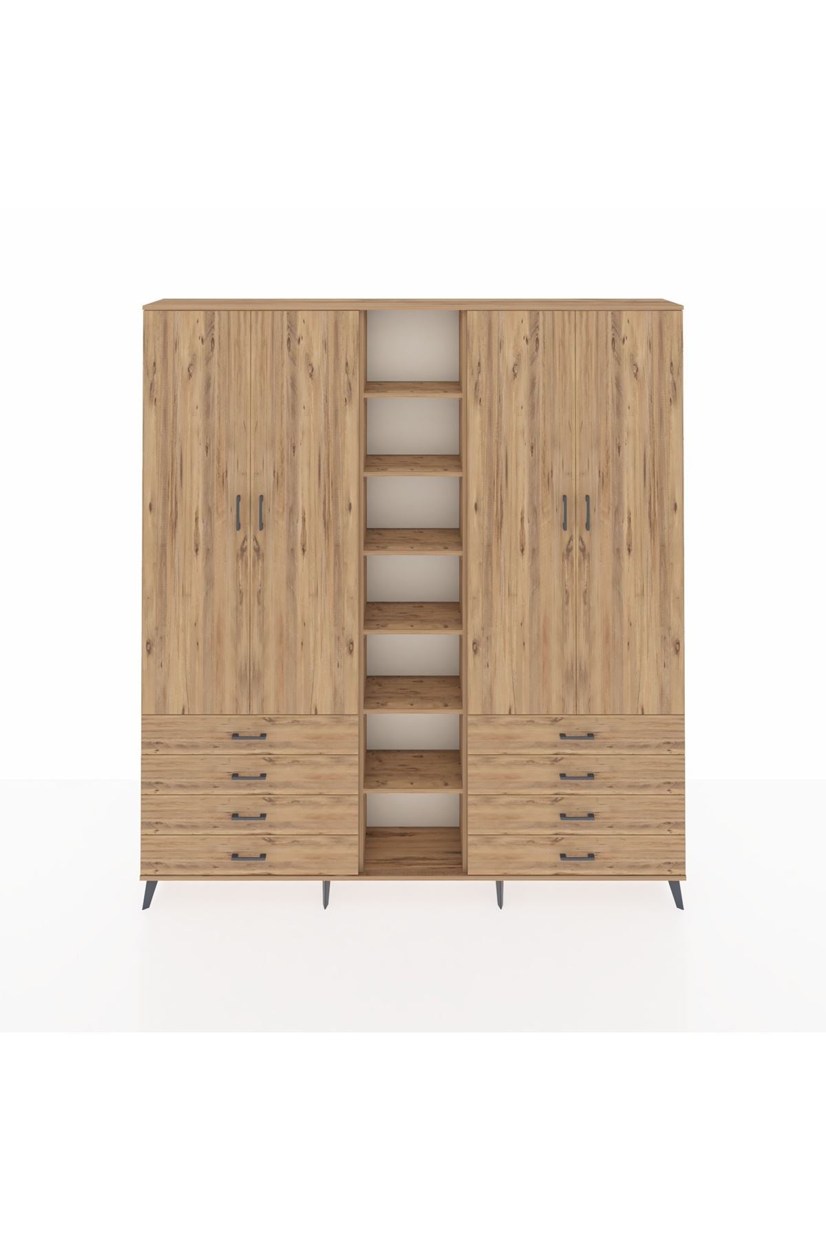 Arges Gardrop 10 Raflı 8 Çekmeceli 2 Askılı 220x30x243 Çam-Çam