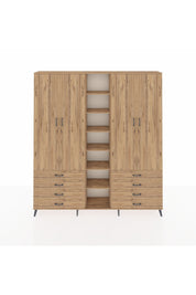 Arges Gardrop 10 Raflı 8 Çekmeceli 2 Askılı 220x30x243 Çam-Çam