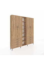 Arges Gardrop 10 Raflı 8 Çekmeceli 2 Askılı 220x30x243 Çam-Çam