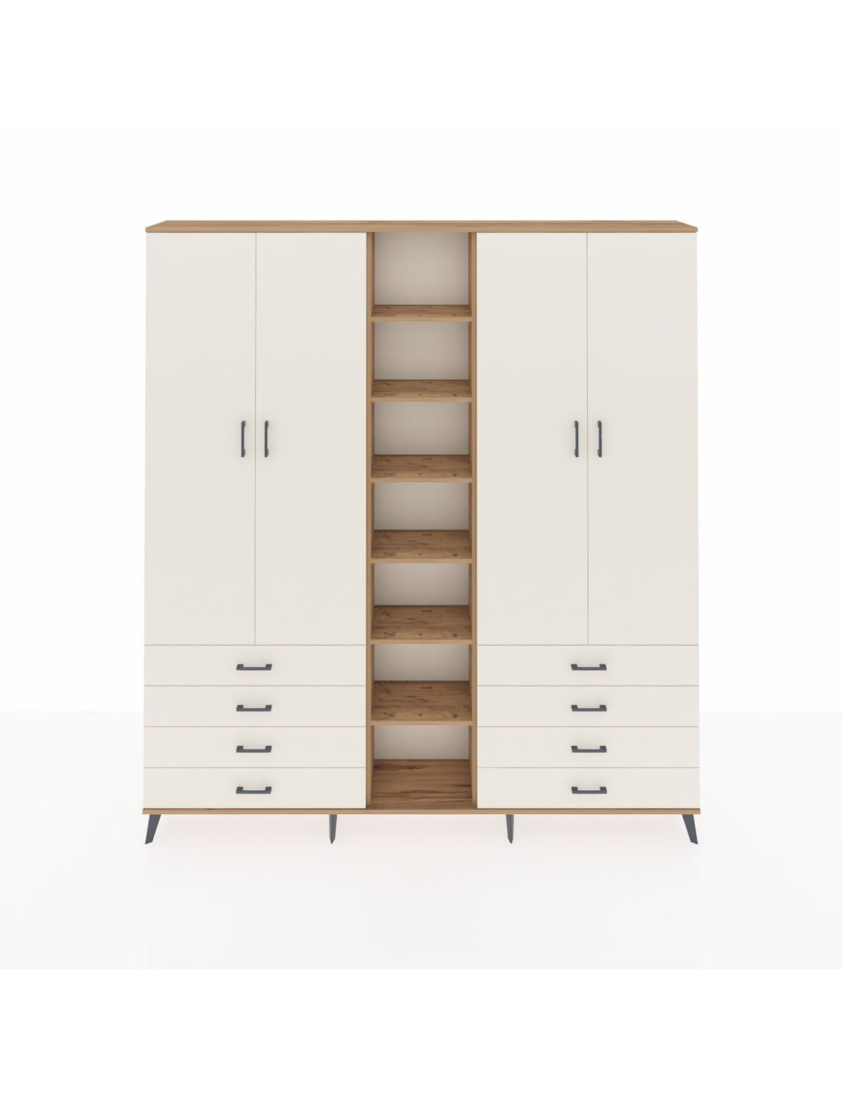 Arges Gardrop 10 Raflı 8 Çekmeceli 2 Askılı 220x30x243 Çam-Aytaşı