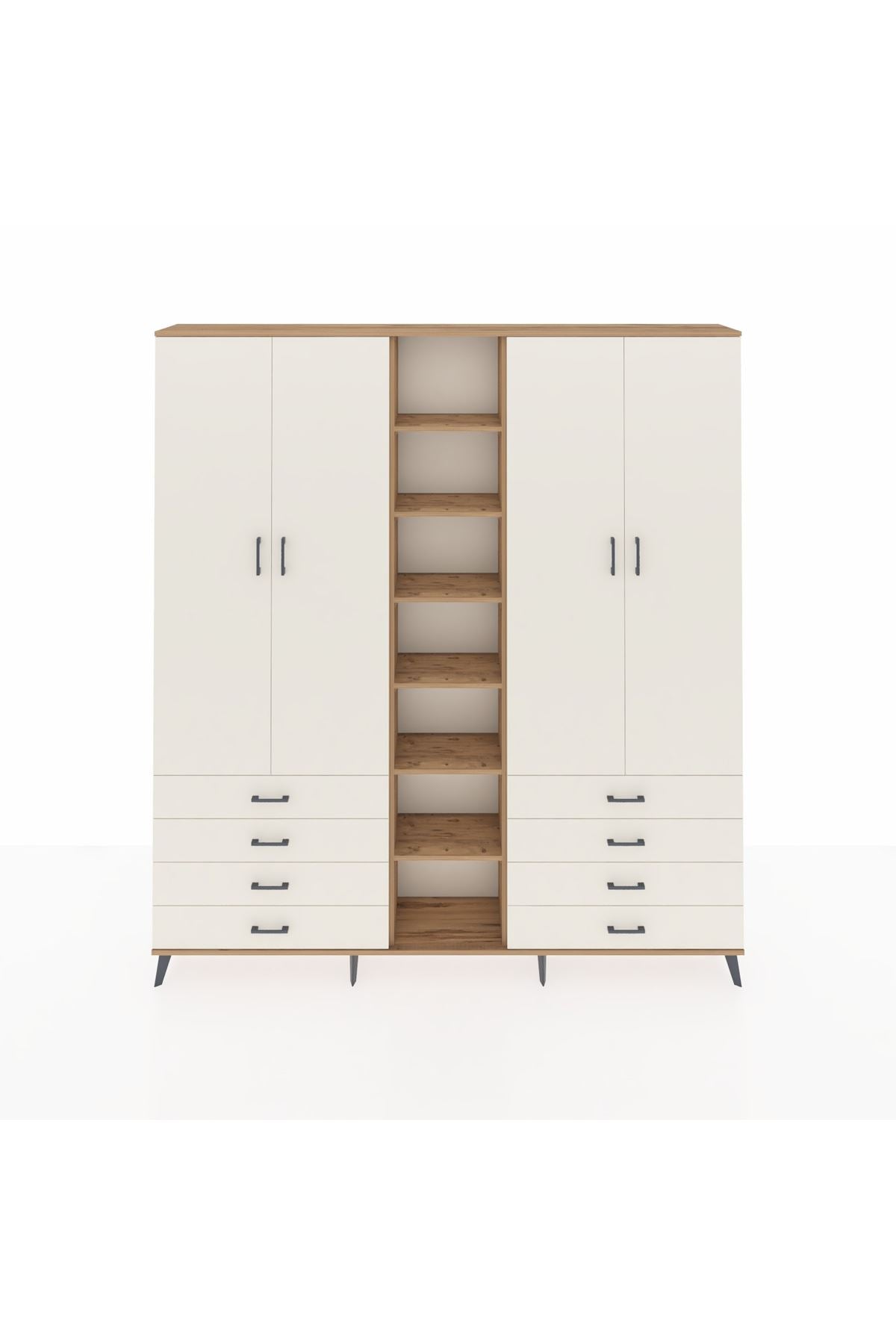 Arges Gardrop 10 Raflı 8 Çekmeceli 2 Askılı 220x30x243 Çam-Aytaşı