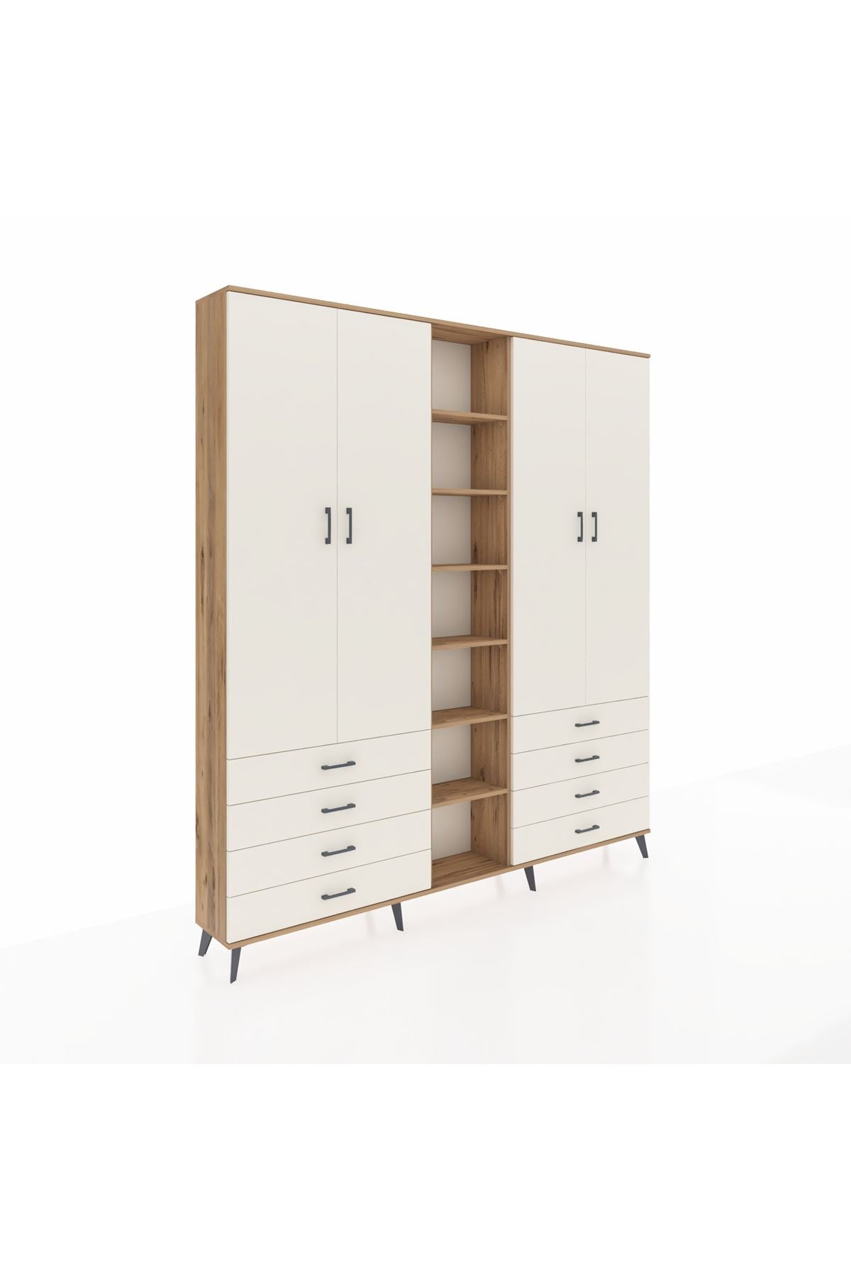 Arges Gardrop 10 Raflı 8 Çekmeceli 2 Askılı 220x30x243 Çam-Aytaşı