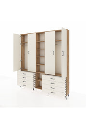 Arges Gardrop 10 Raflı 8 Çekmeceli 2 Askılı 220x30x243 Çam-Aytaşı