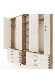 Arges Gardrop 10 Raflı 8 Çekmeceli 2 Askılı 220x30x243 Çam-Aytaşı