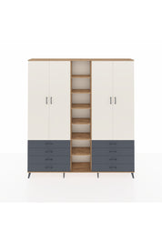 Arges Dolap 10 Raflı 8 Çekmeceli 2 Askılı 220x30x243 Çam-Aytaşı/Antrasit