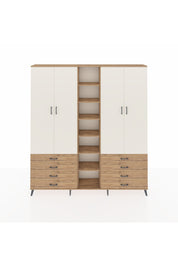 Arges Dolap 10 Raflı 8 Çekmeceli 2 Askılı 220x30x243 Çam-Aytaşı/Çam