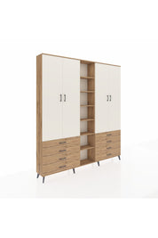 Arges Dolap 10 Raflı 8 Çekmeceli 2 Askılı 220x30x243 Çam-Aytaşı/Çam