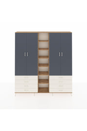 Arges Dolap 10 Raflı 8 Çekmeceli 2 Askılı 220x30x243 Çam-Antrasit/Aytaşı