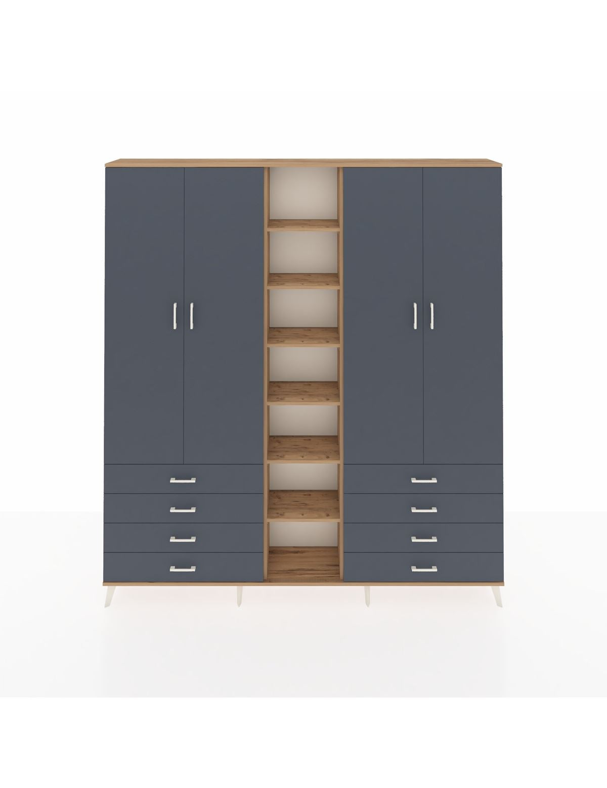 Arges Gardrop 10 Raflı 8 Çekmeceli 2 Askılı 220x30x243 Çam-Antrasit