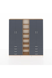 Arges Gardrop 10 Raflı 8 Çekmeceli 2 Askılı 220x30x243 Çam-Antrasit