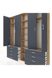 Arges Gardrop 10 Raflı 8 Çekmeceli 2 Askılı 220x30x243 Çam-Antrasit