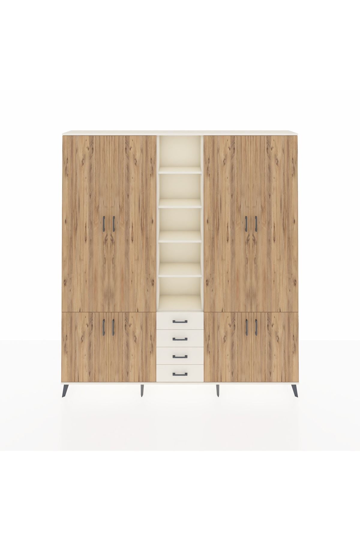 Arges Dolap 17 Raflı 4 Çekmeceli 8 Kapaklı 220x30x243 Aytaşı-Çam/Aytaşı