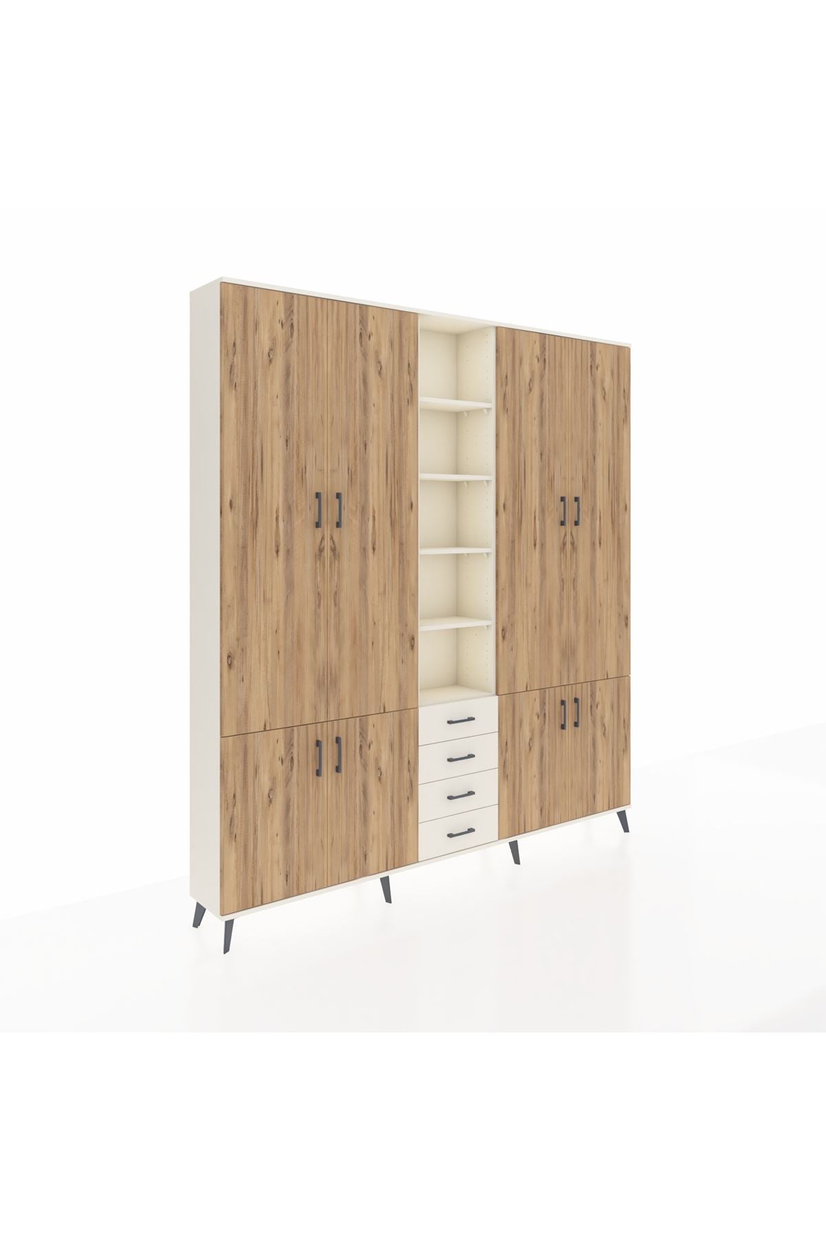 Arges Dolap 17 Raflı 4 Çekmeceli 8 Kapaklı 220x30x243 Aytaşı-Çam/Aytaşı