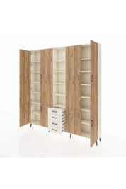 Arges Dolap 17 Raflı 4 Çekmeceli 8 Kapaklı 220x30x243 Aytaşı-Çam/Aytaşı