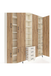 Arges Dolap 17 Raflı 4 Çekmeceli 8 Kapaklı 220x30x243 Aytaşı-Çam/Aytaşı