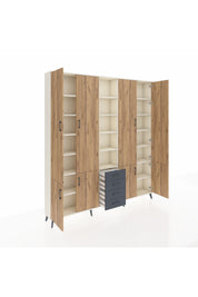 Arges Dolap 17 Raflı 4 Çekmeceli 8 Kapaklı 220x30x243 Aytaşı-Çam/Antrasit